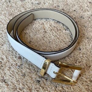 Ann Taylor Ivory Belt with Gold Accents